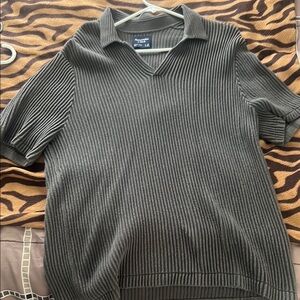 Abercrombie & Fitch V-Neck Gray Polo Sweater